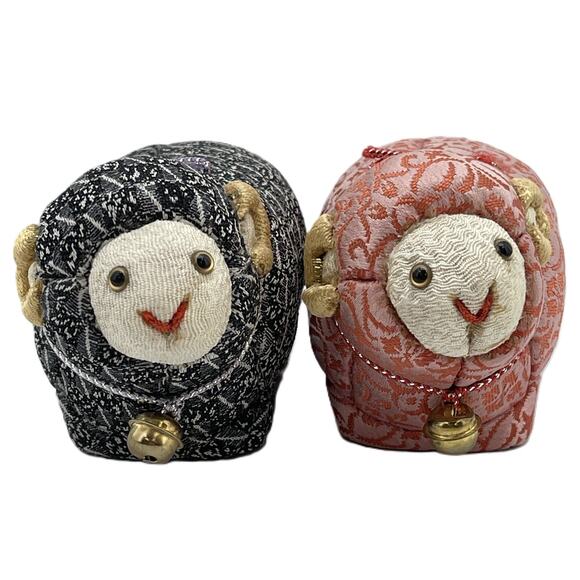 Lot of 2 Japanese Kimekomi Sheep Goat Ram Chinese Zodiac Figurine Doll 4.5" - Picture 10 of 13